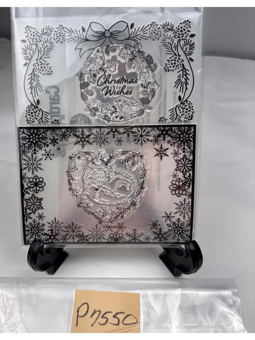 Embossing Folder Cling Stamps Christmas Winter Wreath Fox Heart Design Jennifer
